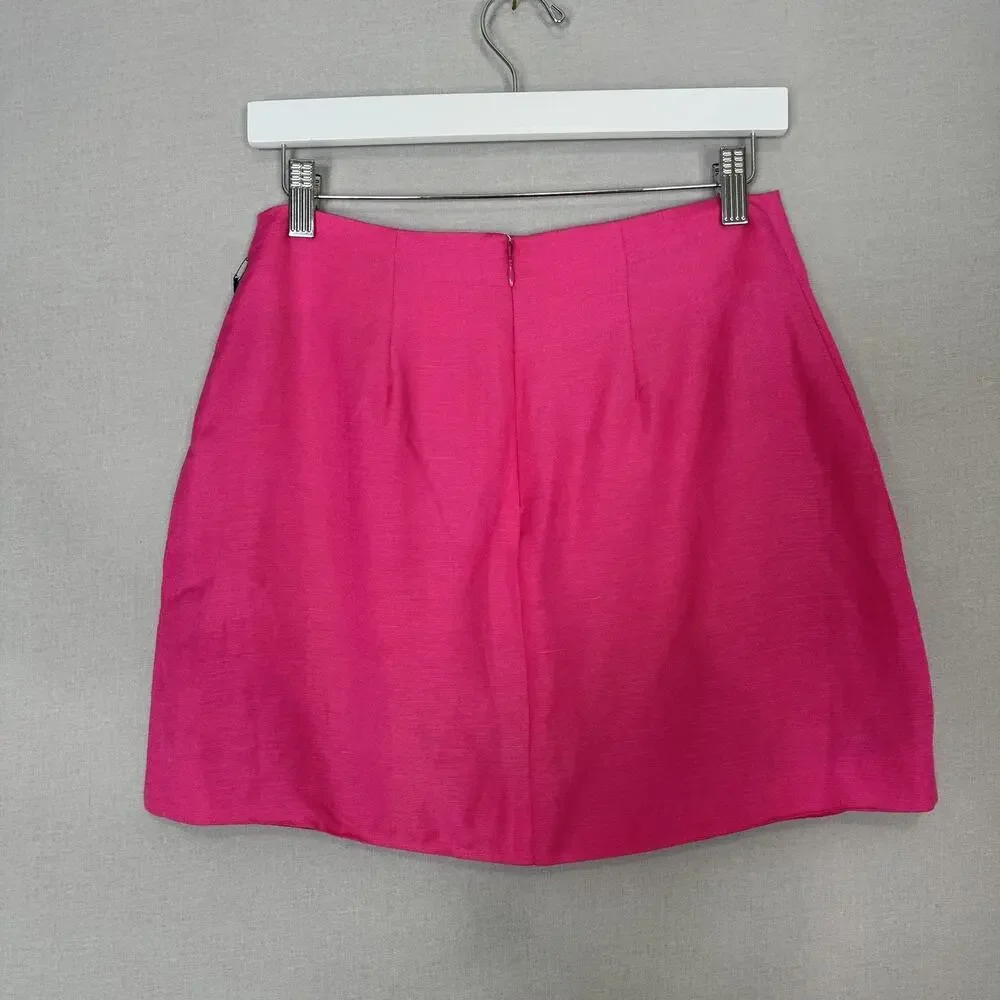 ASTR The Label Covina Skirt Womens Small‎ Pink Linen Blend Mini Side Slit Resort